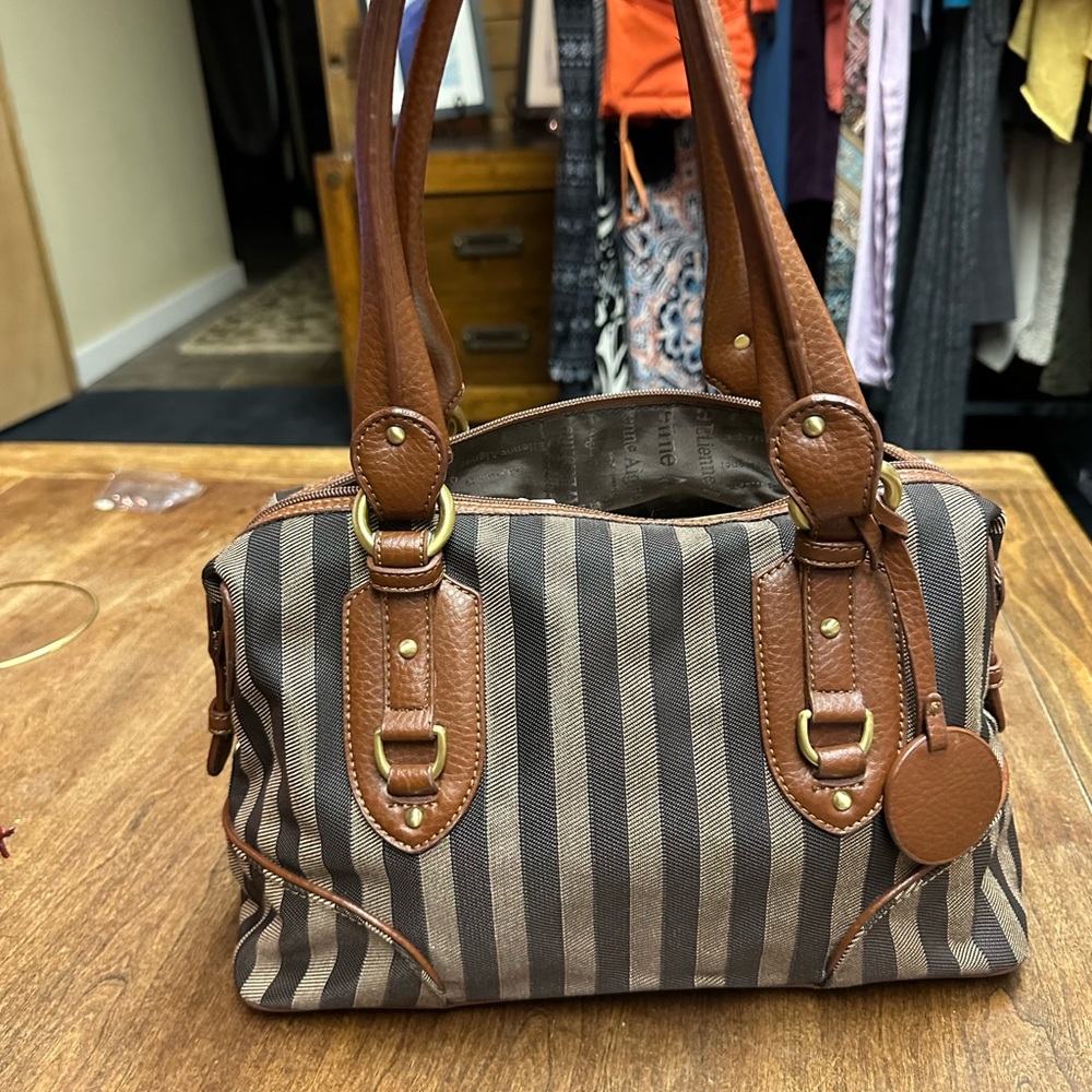 Etienne Aigner Brown Shoulder Bag with Leather Accents